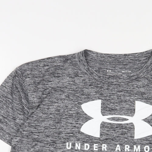 Under armour Womens Grey Polyester Basic T-Shirt Size S Crew Neck Pullover