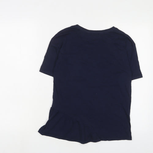 Tommy Hilfiger Girls Blue Cotton Basic T-Shirt Size 14 Years Crew Neck Pullover - Sequins