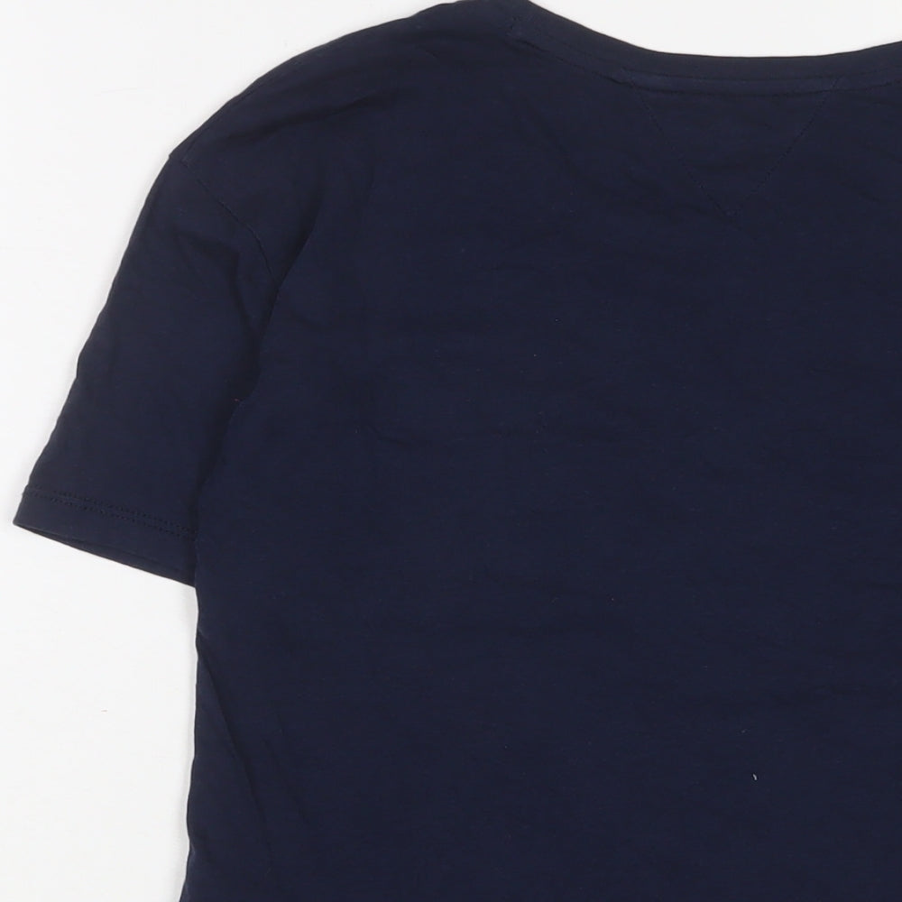 Tommy Hilfiger Girls Blue Cotton Basic T-Shirt Size 14 Years Crew Neck Pullover - Sequins