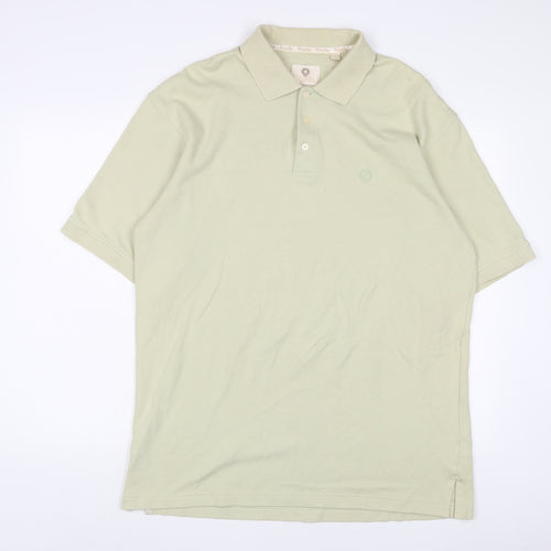 Viyella Mens Green Cotton Polo Size XL Collared Button - Logo, Embroidered