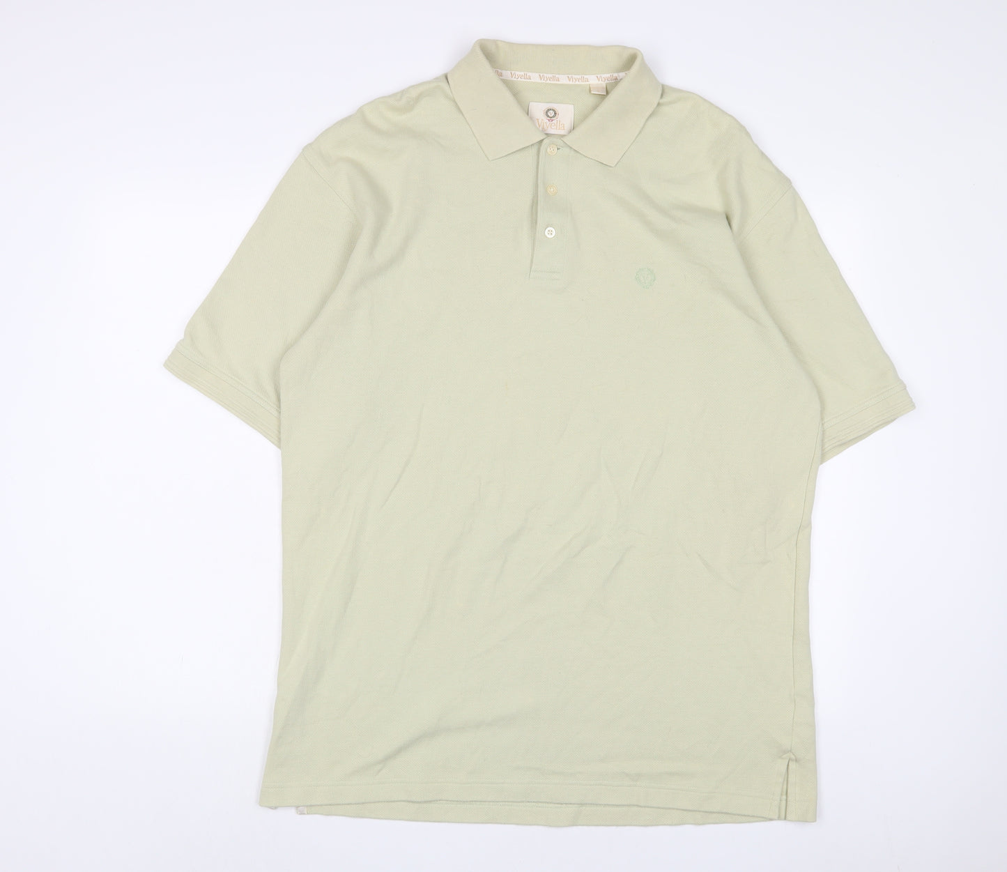 Viyella Mens Green Cotton Polo Size XL Collared Button - Logo, Embroidered