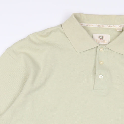 Viyella Mens Green Cotton Polo Size XL Collared Button - Logo, Embroidered