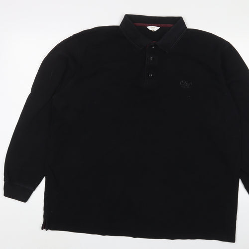 Cotton Traders Mens Black Cotton Polo Size 2XL Collared Button - Logo, Embroidered