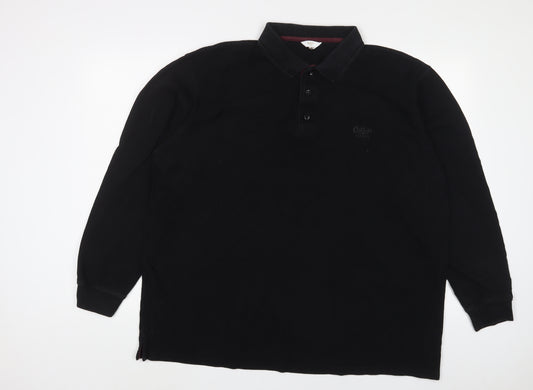 Cotton Traders Mens Black Cotton Polo Size 2XL Collared Button - Logo, Embroidered