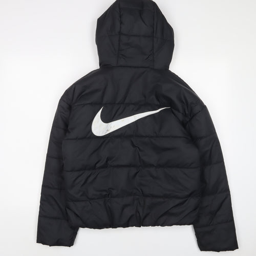 Nike Womens Black Quilted Coat Size XS Zip - Logo