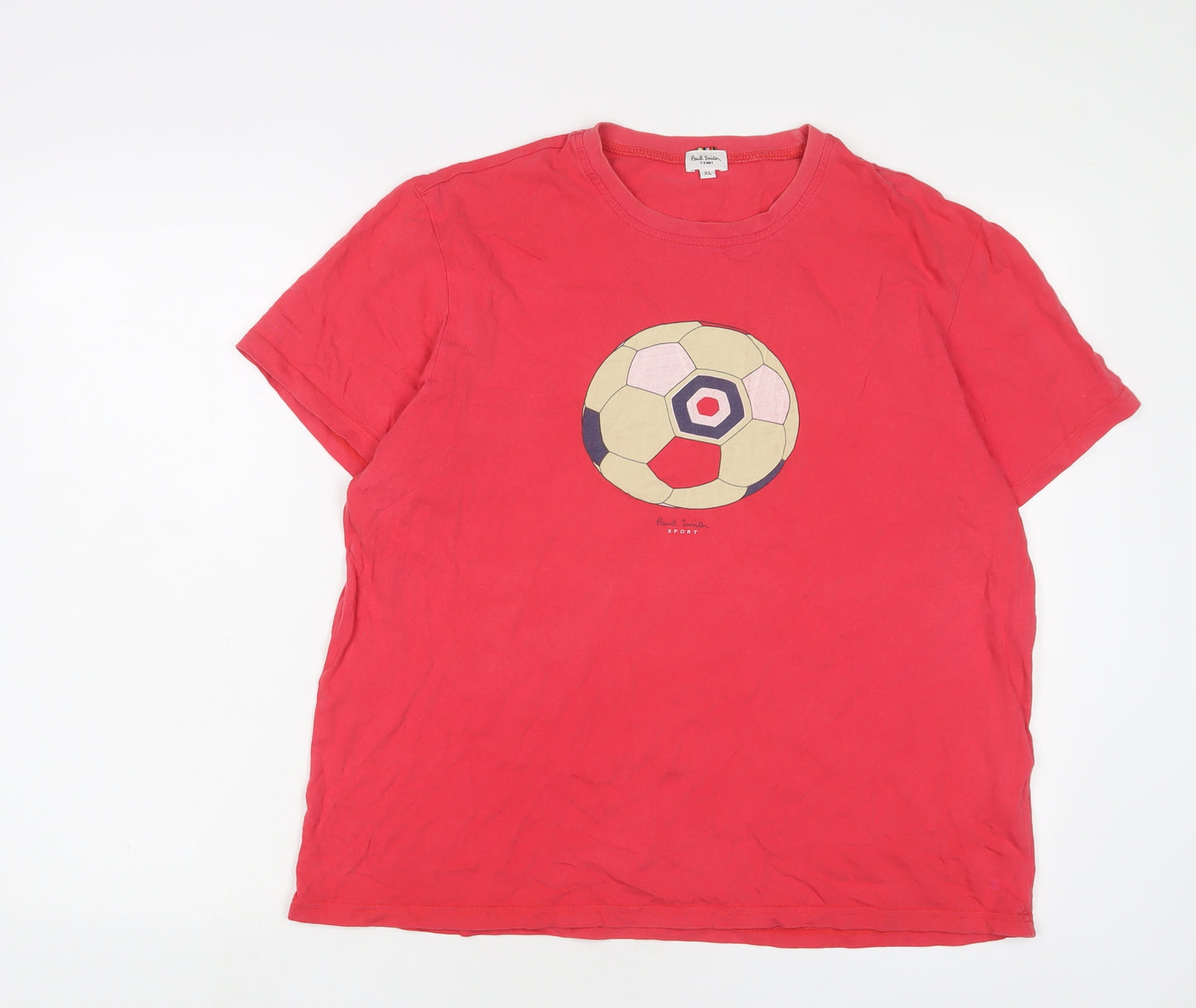 Paul Smith Mens Red Cotton T-Shirt Size XL Crew Neck