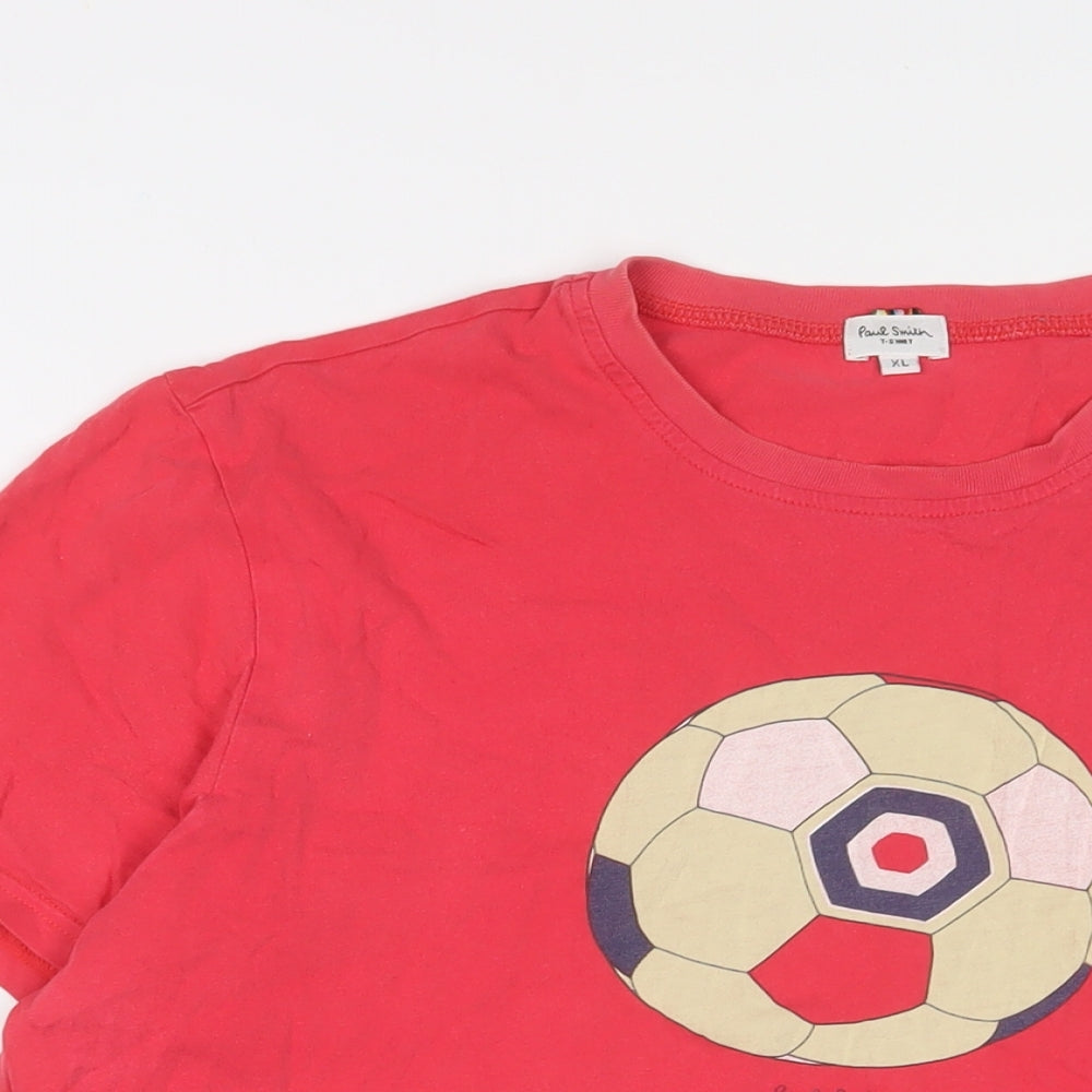 Paul Smith Mens Red Cotton T-Shirt Size XL Crew Neck