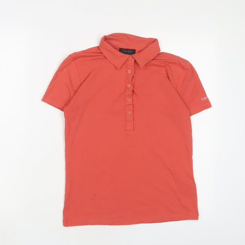 Calvin Klein Womens Orange Cotton Basic Polo Size M Collared