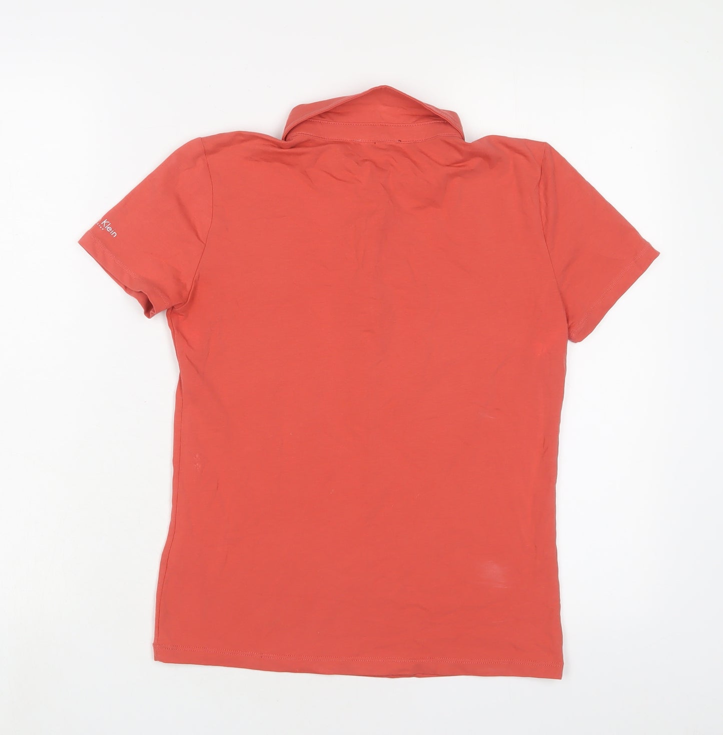 Calvin Klein Womens Orange Cotton Basic Polo Size M Collared