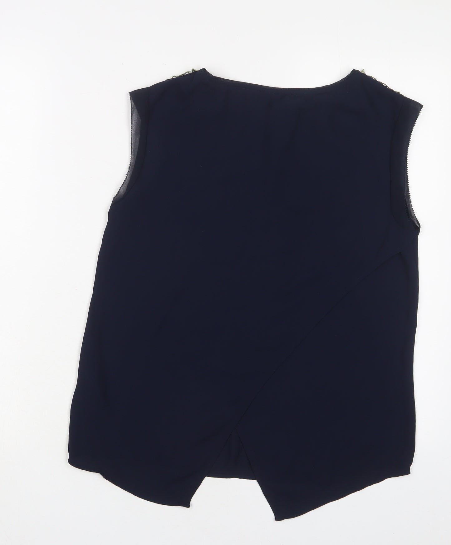 Oasis Womens Blue Floral Polyester Basic Tank Size 8 Boat Neck - Embroidered