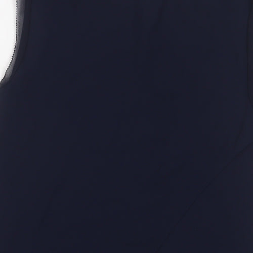 Oasis Womens Blue Floral Polyester Basic Tank Size 8 Boat Neck - Embroidered