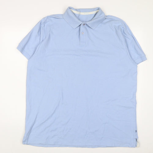 Jaeger Mens Blue Cotton Polo Size 2XL Collared Button