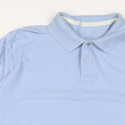 Jaeger Mens Blue Cotton Polo Size 2XL Collared Button