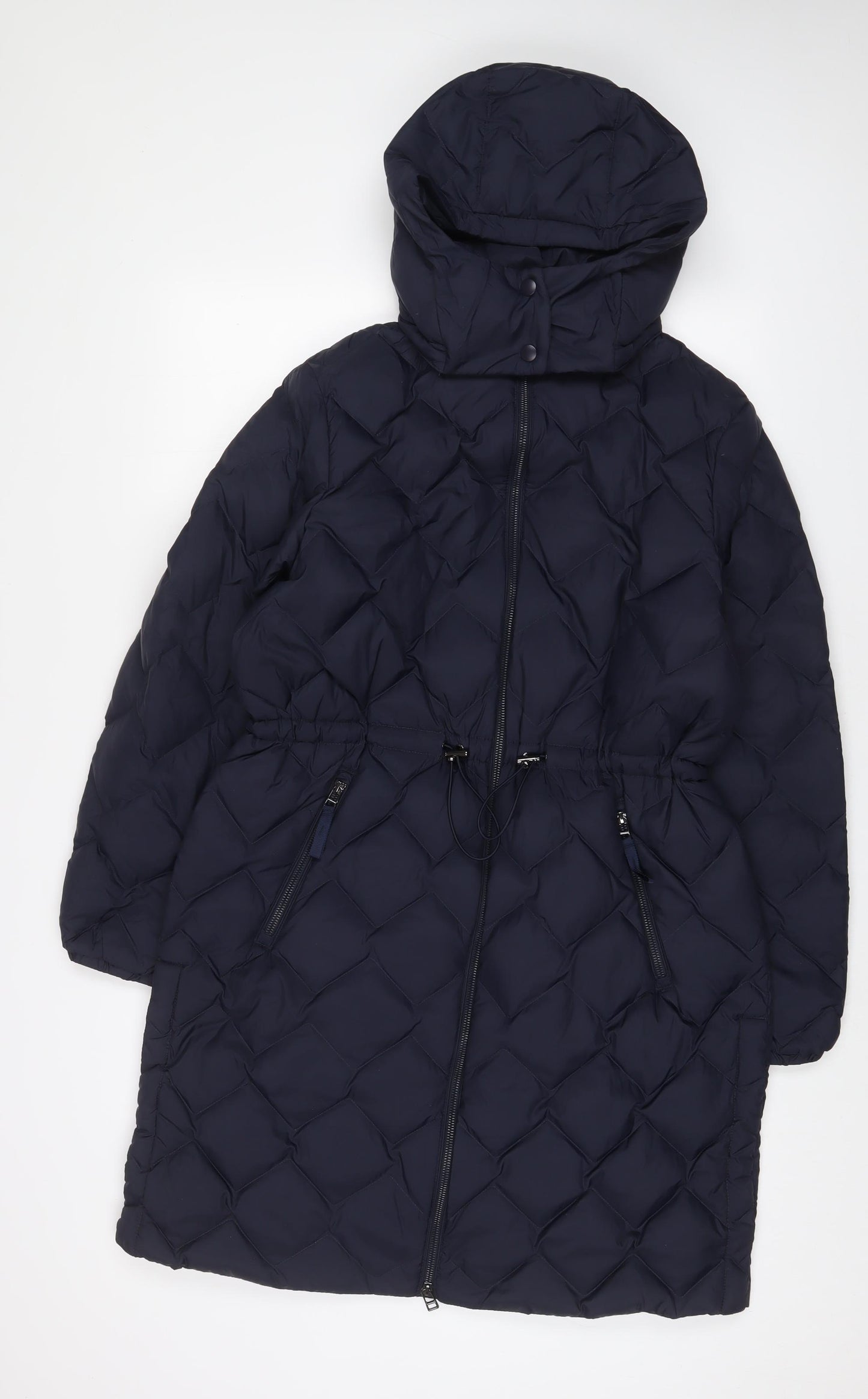 Marks and Spencer Womens Blue Quilted Coat Size 14 Zip