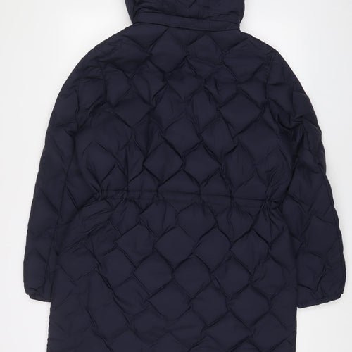 Marks and Spencer Womens Blue Quilted Coat Size 14 Zip
