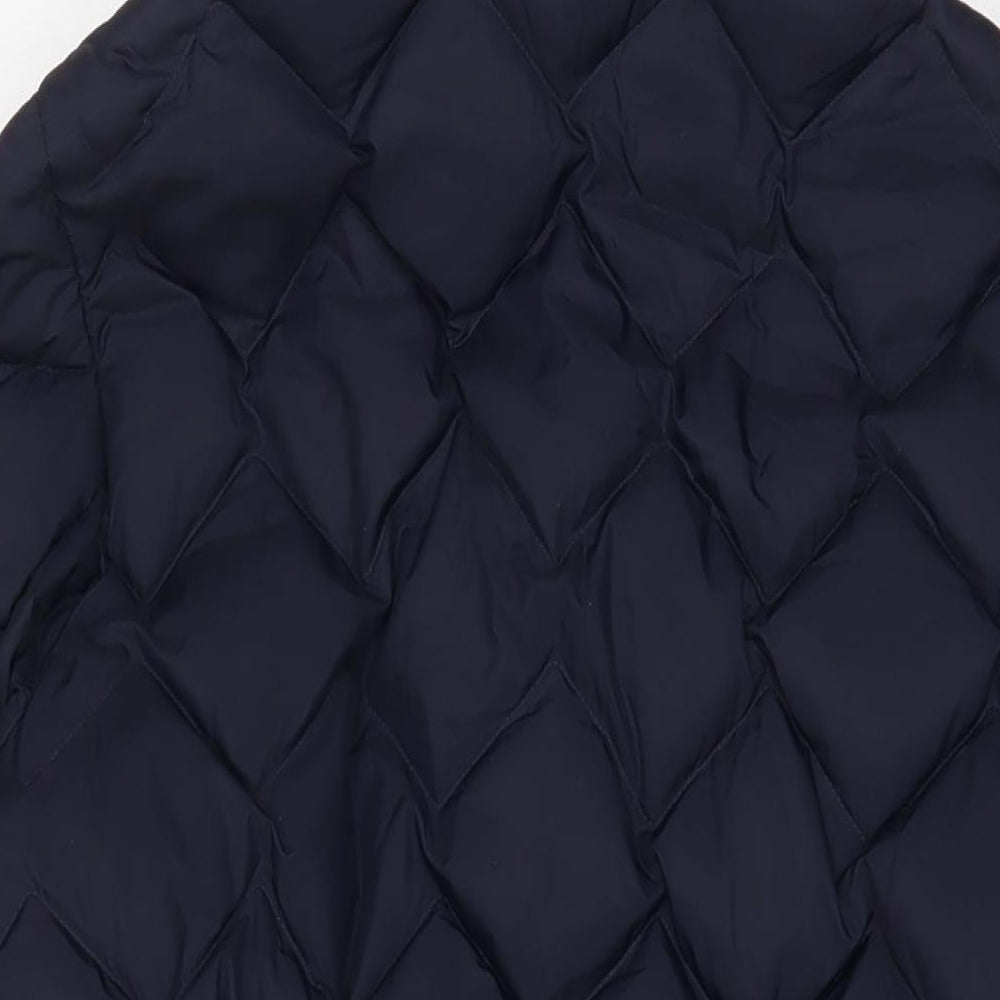 Marks and Spencer Womens Blue Quilted Coat Size 14 Zip
