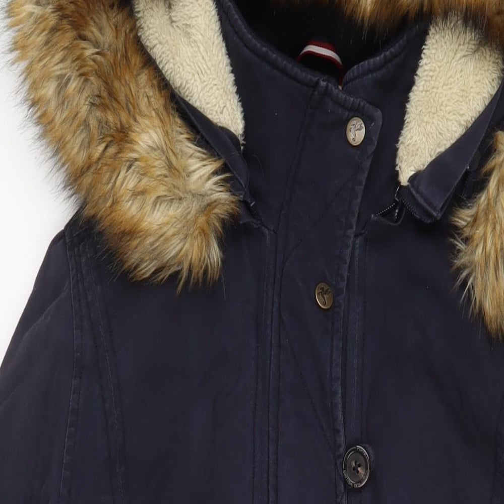 Puffa Womens Blue Parka Coat Size 16 Zip