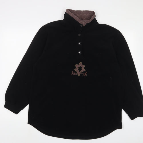 Advantage Womens Black Polyester Pullover Sweatshirt Size XL Snap - Embroidered