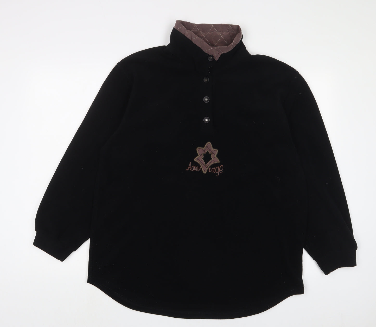Advantage Womens Black Polyester Pullover Sweatshirt Size XL Snap - Embroidered
