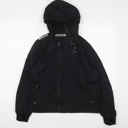 benzini Boys Black Jacket Coat Size 13-14 Years Zip - Logo, Embroidered