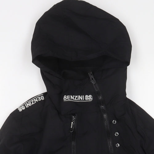 benzini Boys Black Jacket Coat Size 13-14 Years Zip - Logo, Embroidered