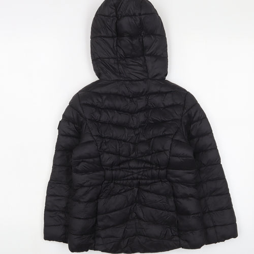 DKNY Girls Black Basic Coat Coat Size 6 Years Zip - Logo