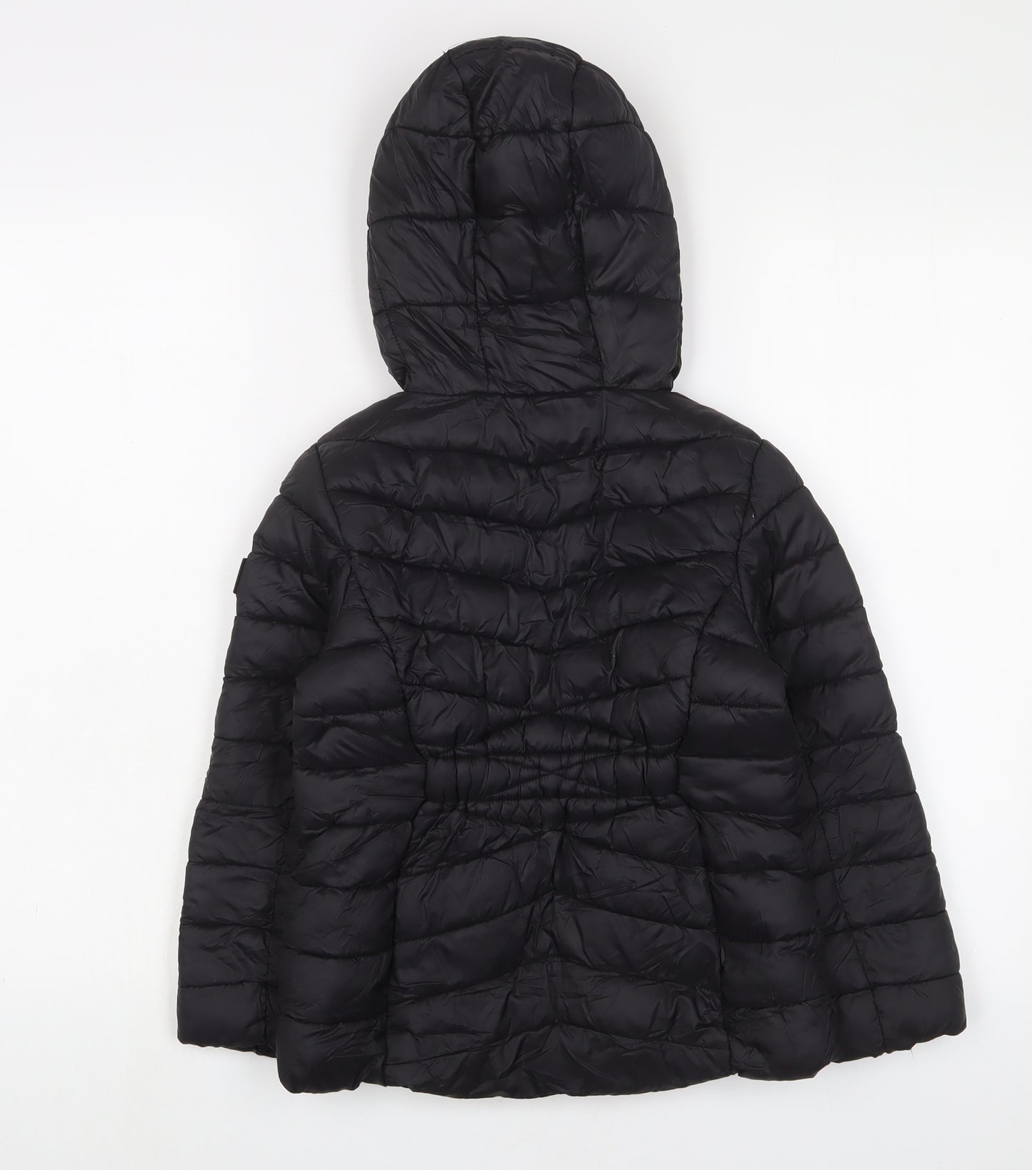 DKNY Girls Black Basic Coat Coat Size 6 Years Zip - Logo