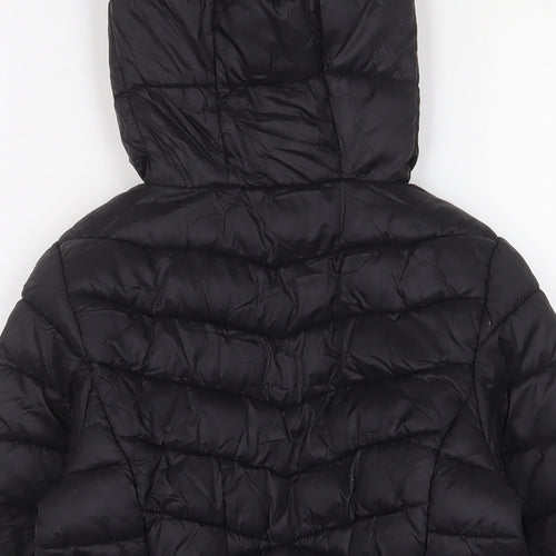 DKNY Girls Black Basic Coat Coat Size 6 Years Zip - Logo