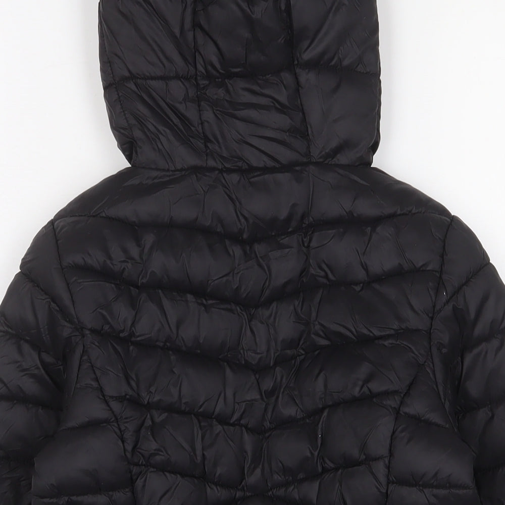 DKNY Girls Black Basic Coat Coat Size 6 Years Zip - Logo