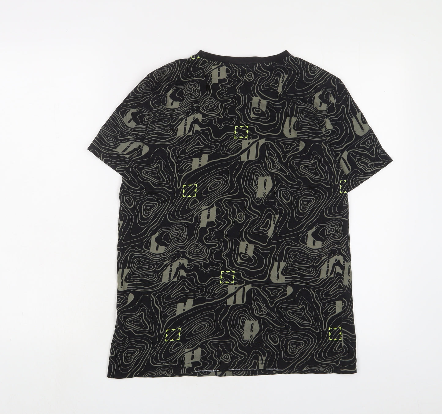 PUMA Boys Red Geometric Cotton Basic T-Shirt Size 15-16 Years Crew Neck Pullover