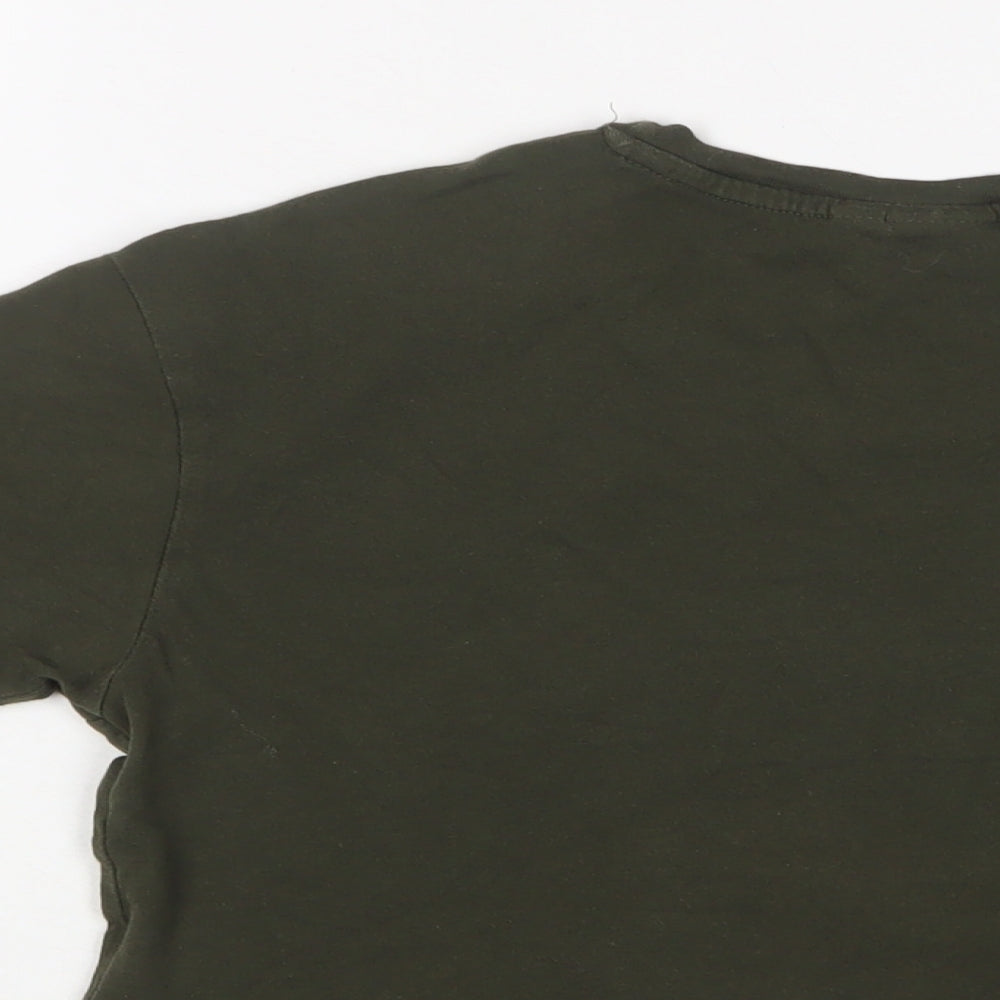 adidas Womens Green Cotton Cropped T-Shirt Size 8 Crew Neck - Logo