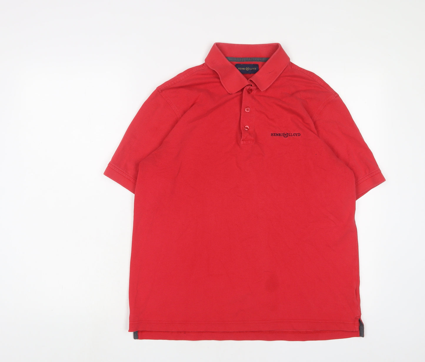 Henri Lloyd Mens Red Cotton Polo Size M Collared Button - Logo, Embroidered