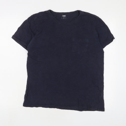 Lee Womens Blue Cotton Basic T-Shirt Size M Crew Neck