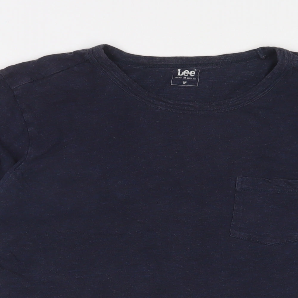 Lee Womens Blue Cotton Basic T-Shirt Size M Crew Neck