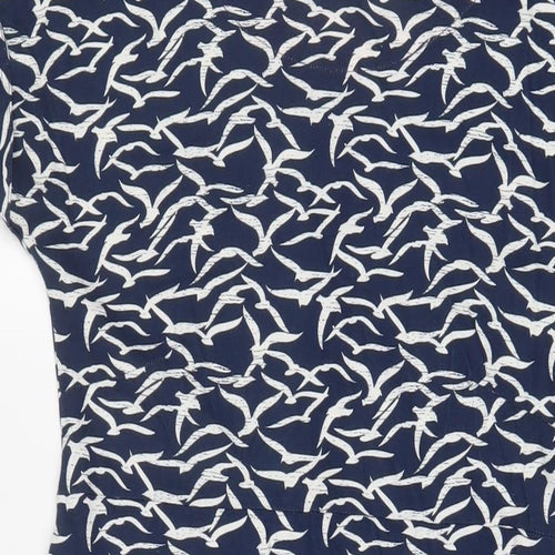 Weird Fish Womens Blue Geometric Cotton A-Line Size 10 Boat Neck Pullover