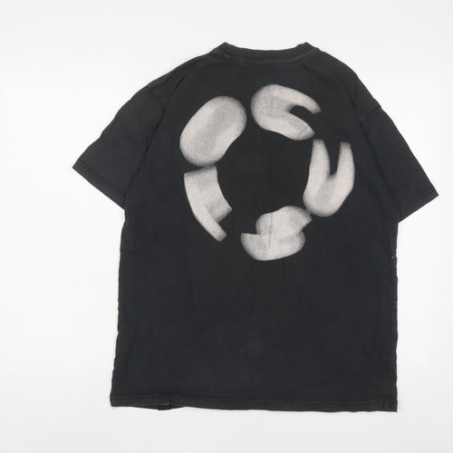 Pull&Bear Mens Black Cotton T-Shirt Size M Crew Neck - STWD.