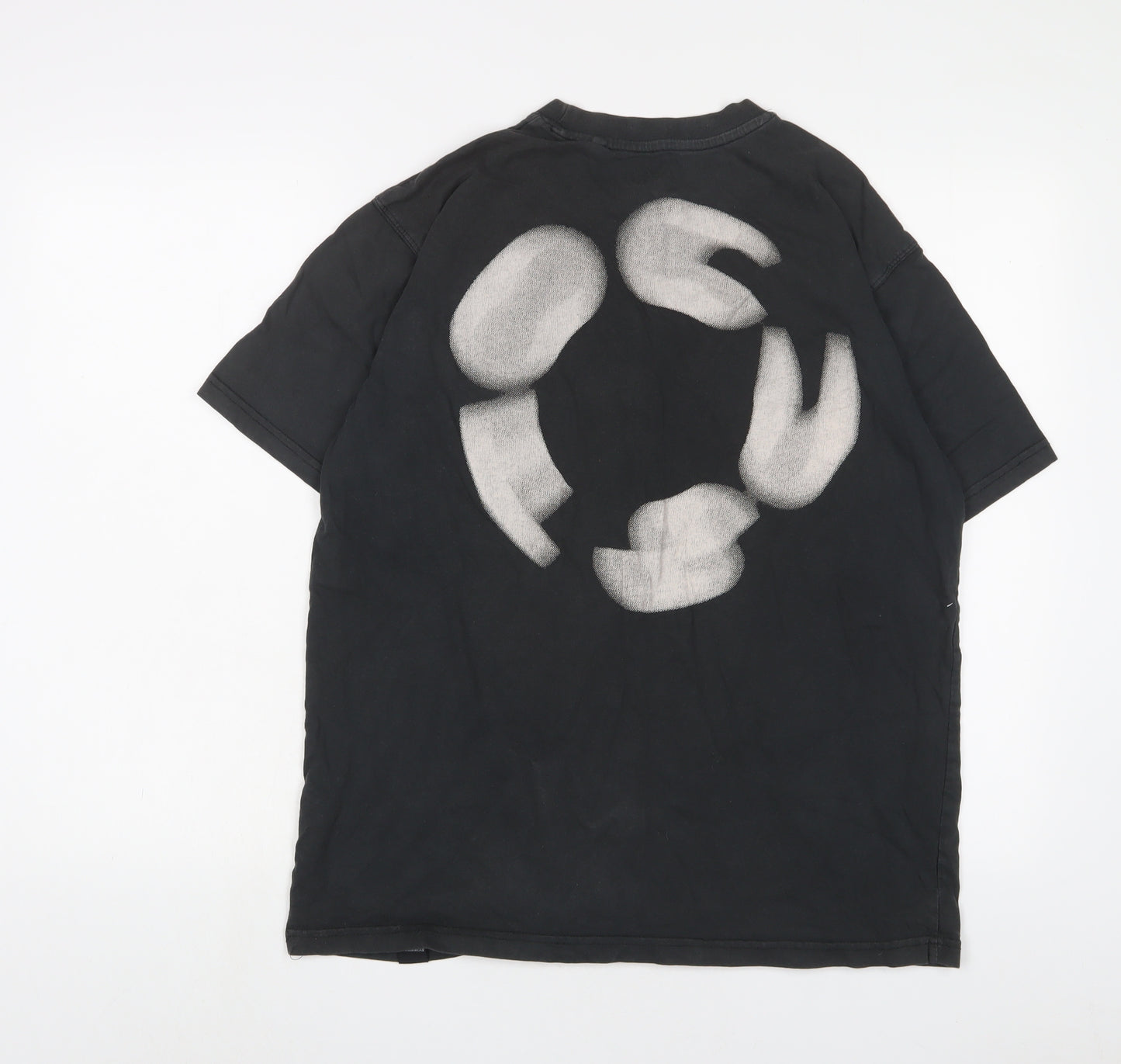 Pull&Bear Mens Black Cotton T-Shirt Size M Crew Neck - STWD.