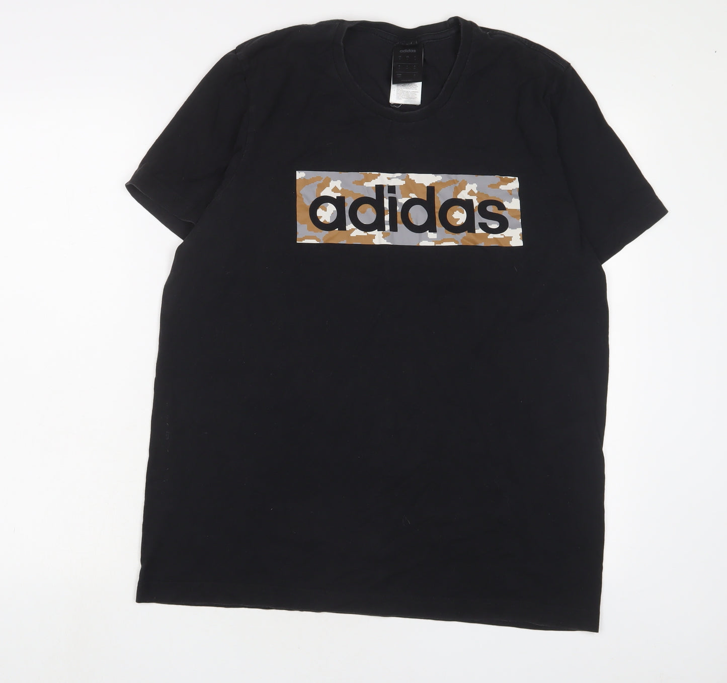 adidas Mens Black Cotton T-Shirt Size M Crew Neck