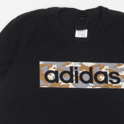 adidas Mens Black Cotton T-Shirt Size M Crew Neck