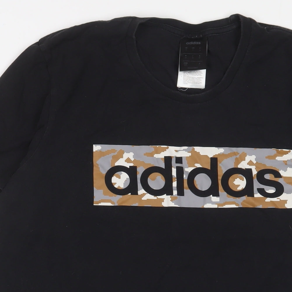 adidas Mens Black Cotton T-Shirt Size M Crew Neck
