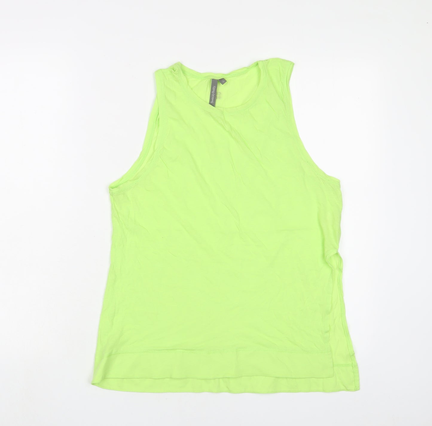 Sweaty Betty Womens Green Cotton Basic Tank Size S Scoop Neck Pullover