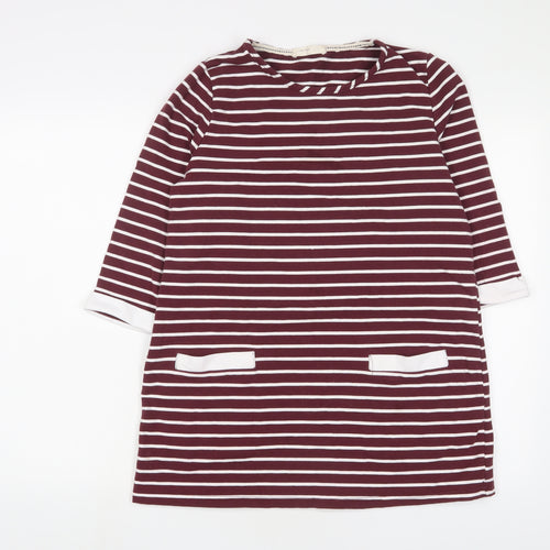Autonomy Womens Red Striped Cotton Tunic T-Shirt Size M Crew Neck
