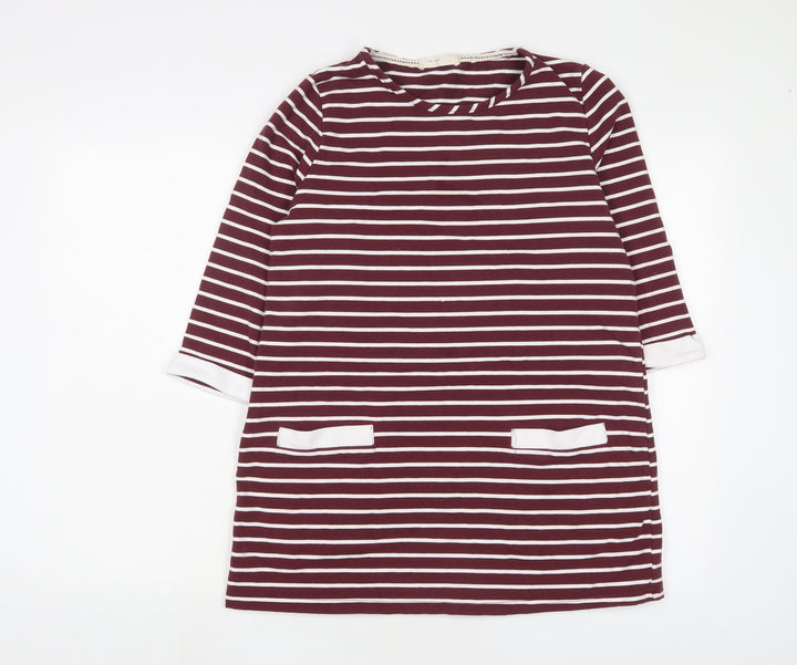 Autonomy Womens Red Striped Cotton Tunic T-Shirt Size M Crew Neck