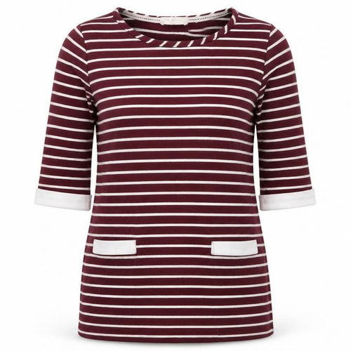 Autonomy Womens Red Striped Cotton Tunic T-Shirt Size M Crew Neck