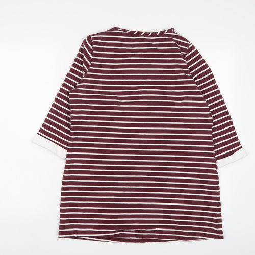 Autonomy Womens Red Striped Cotton Tunic T-Shirt Size M Crew Neck