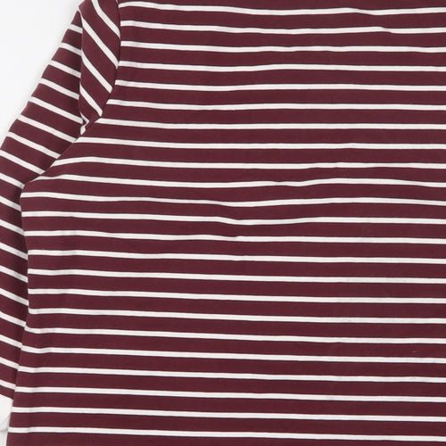 Autonomy Womens Red Striped Cotton Tunic T-Shirt Size M Crew Neck
