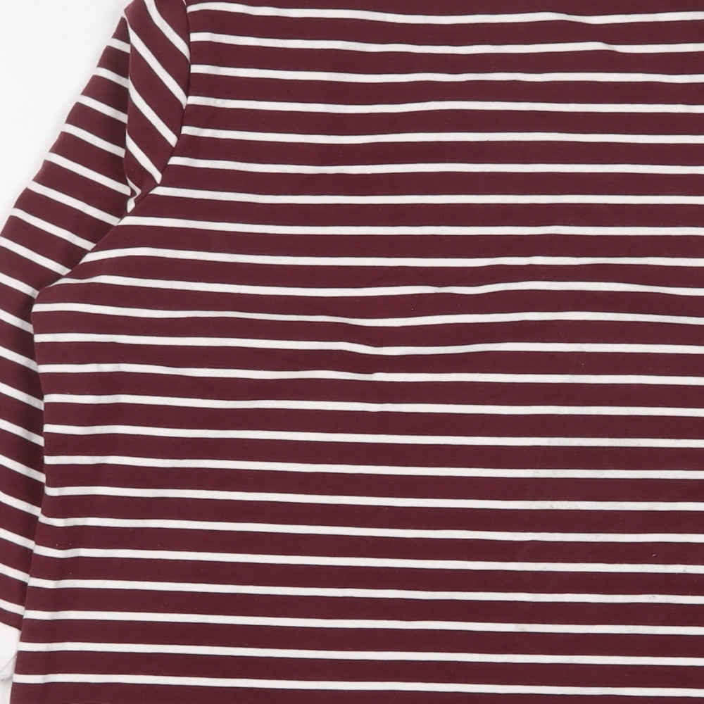 Autonomy Womens Red Striped Cotton Tunic T-Shirt Size M Crew Neck
