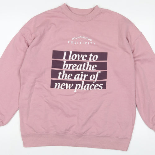 Lefties Womens Pink Cotton Pullover Sweatshirt Size M Pullover