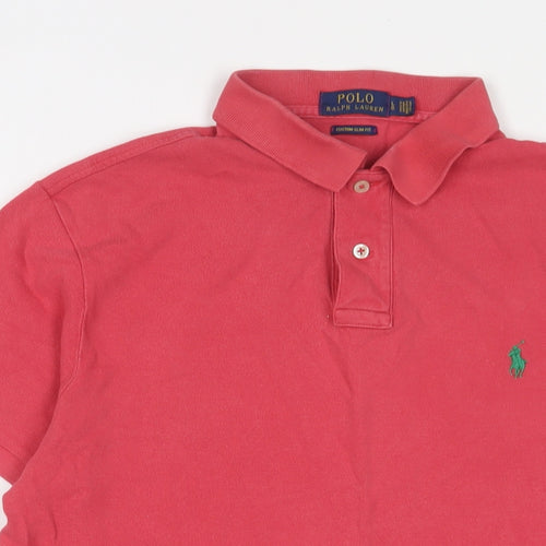 Ralph Lauren Mens Red Cotton Polo Size L Collared Button - Logo, Embroidered