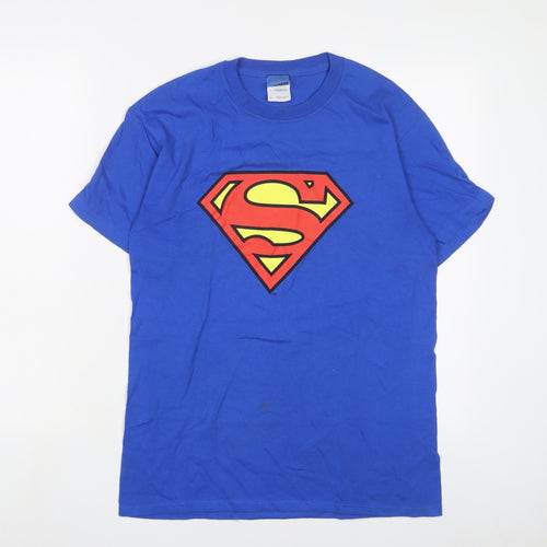 Superman Mens Blue Cotton T-Shirt Size S Crew Neck